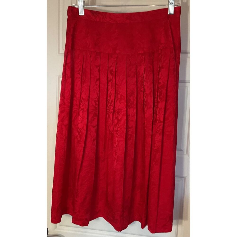 Argenti Red 2pc 100% Pure Silk Blouse & Skirt Party Christmas Suit 12 - Picture 3 of 10
